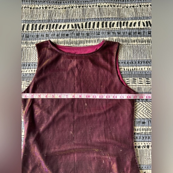 Vintage 90s Capucino Womens Multicolour Burgundy Mesh Detail Tank Top Medium - Picture 8 of 9